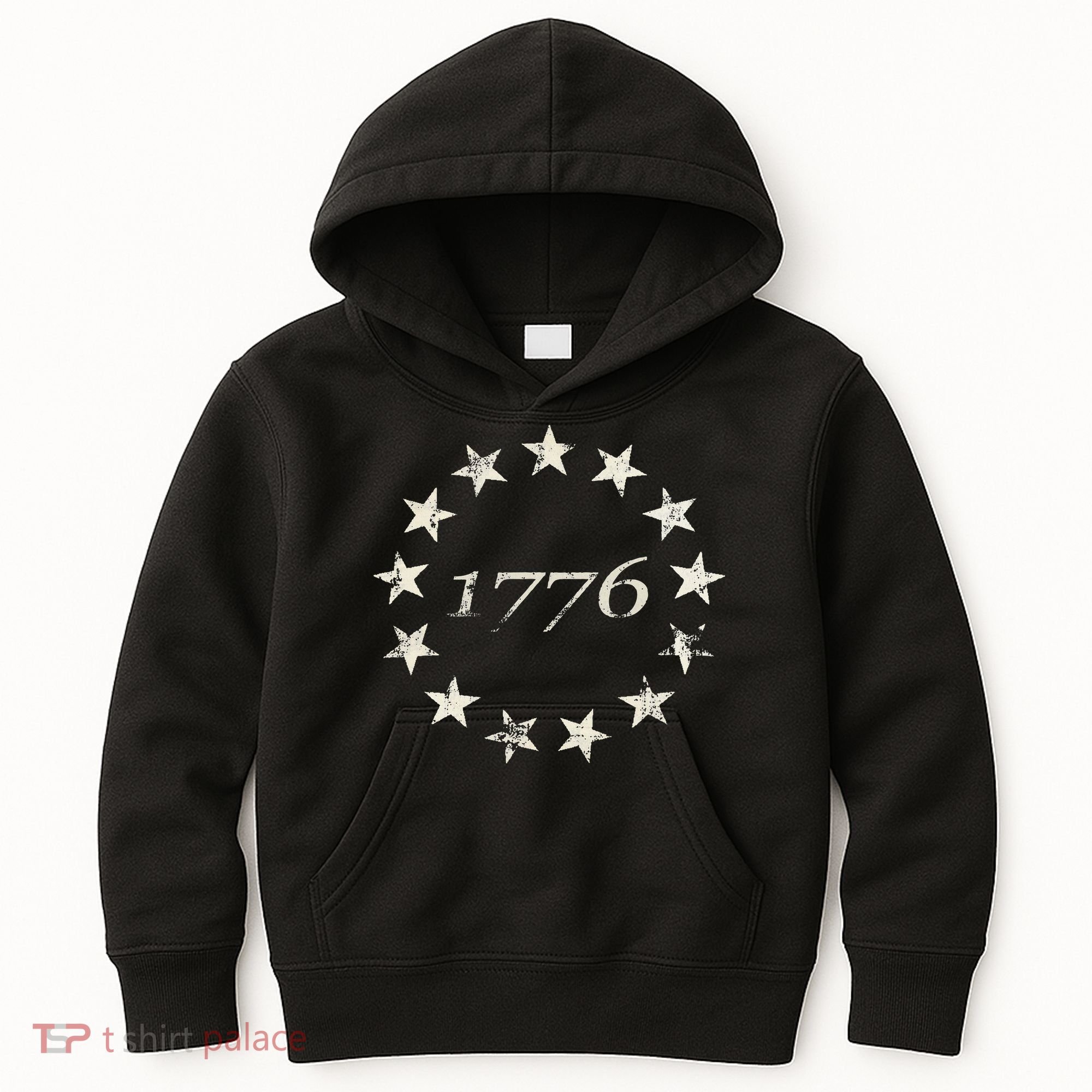 13 Star Flag Betsy Ross Distressed American Flag 1776 Kids Hoodie