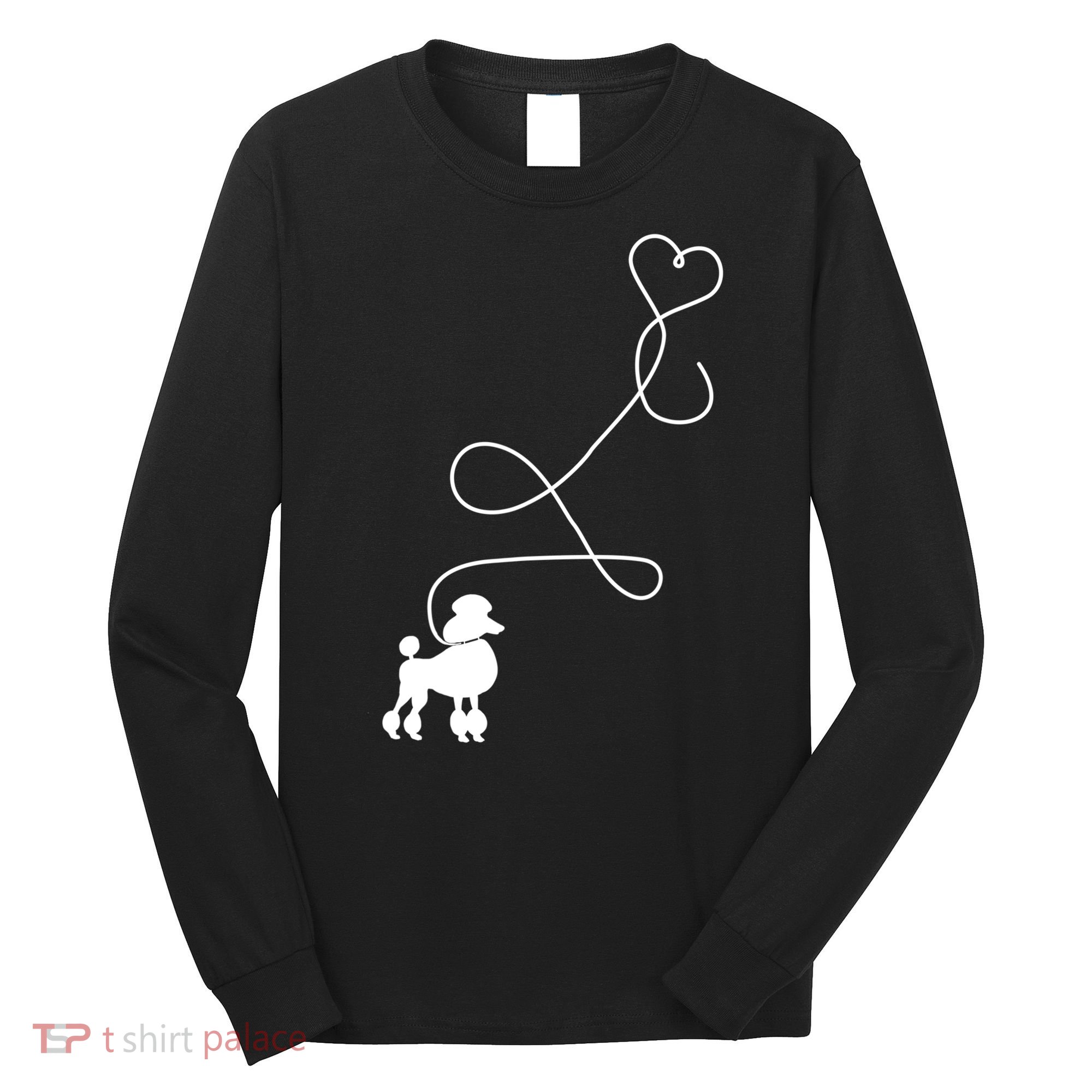 1950's Sock Hop Costume Gift Dog Cute Poodle Heart Long Sleeve Shirt