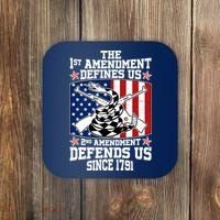 1st Amendment Defines Us 2nd Amendment Defends Us Since 1791 Coaster thumb 0