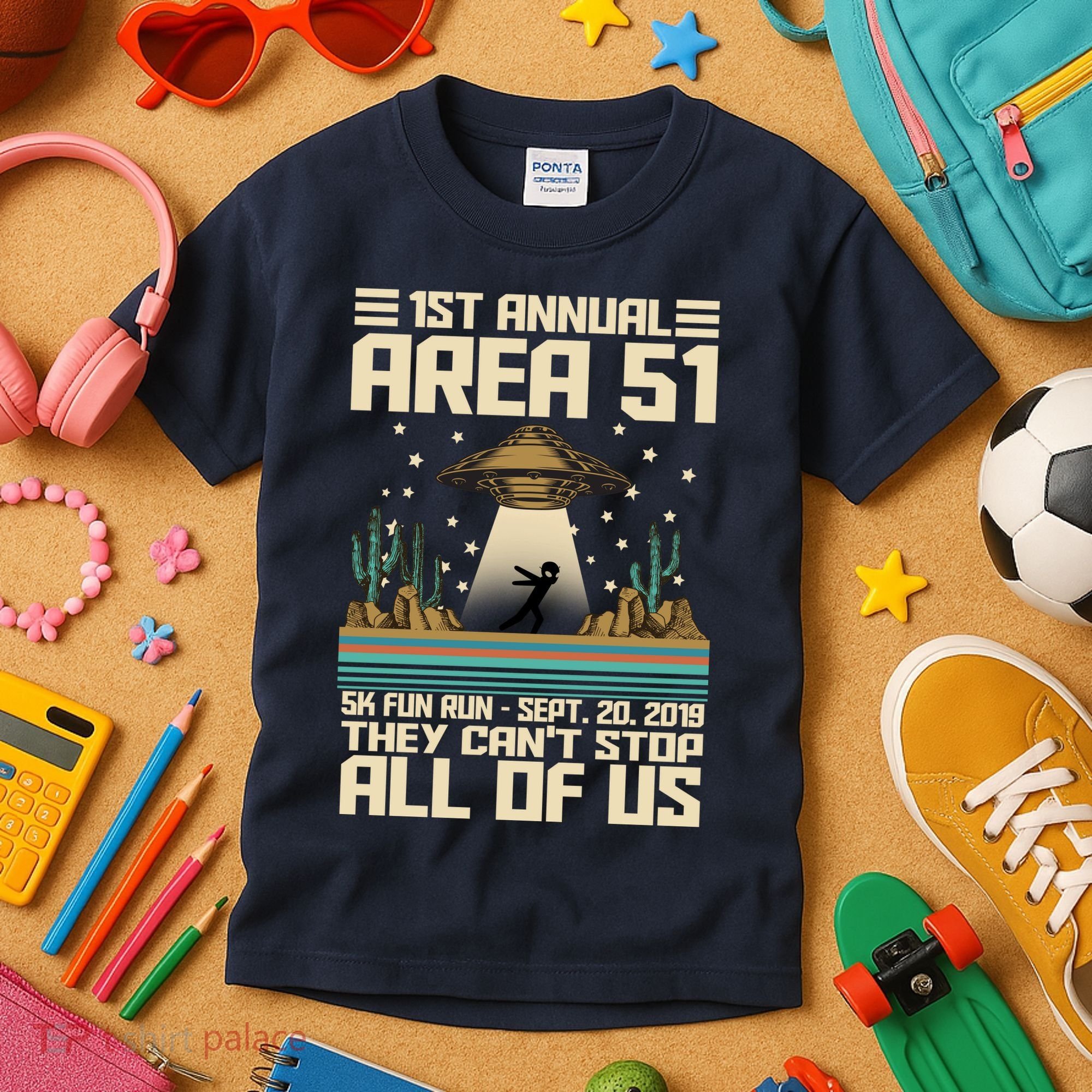 1st Annual Area 51 5k Fun Run Cant Stop Us  Kids T-Shirt