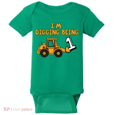 1st Birthday I'm Digging Being One Baby Bodysuit