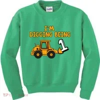 1st Birthday I'm Digging Being One Kids Sweatshirt thumb 0