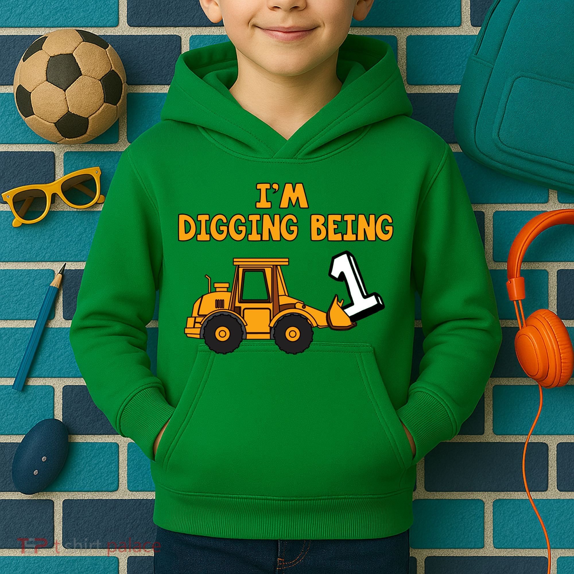 1st Birthday I'm Digging Being One Kids Hoodie