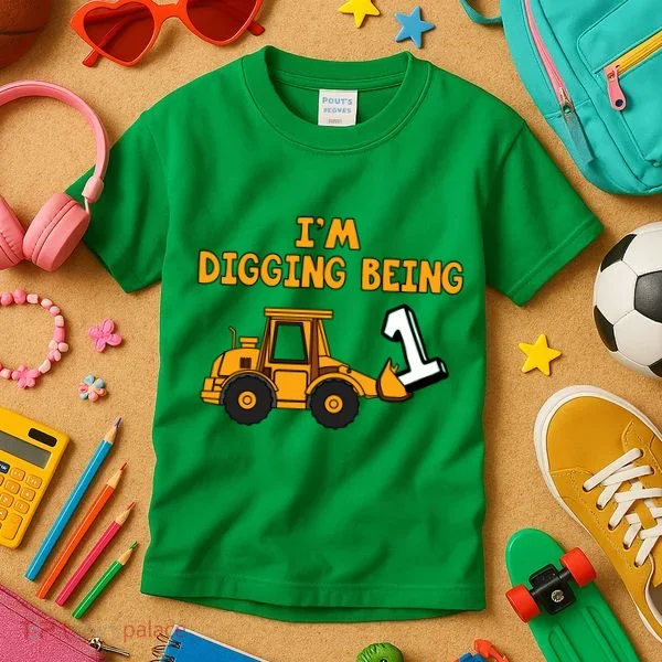 1st Birthday I'm Digging Being One Kids T-Shirt