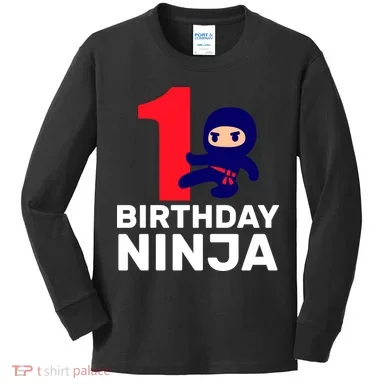 1st Birthday Ninja Kids Long Sleeve Shirt