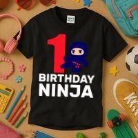 1st Birthday Ninja  Kids T-Shirt thumb 3