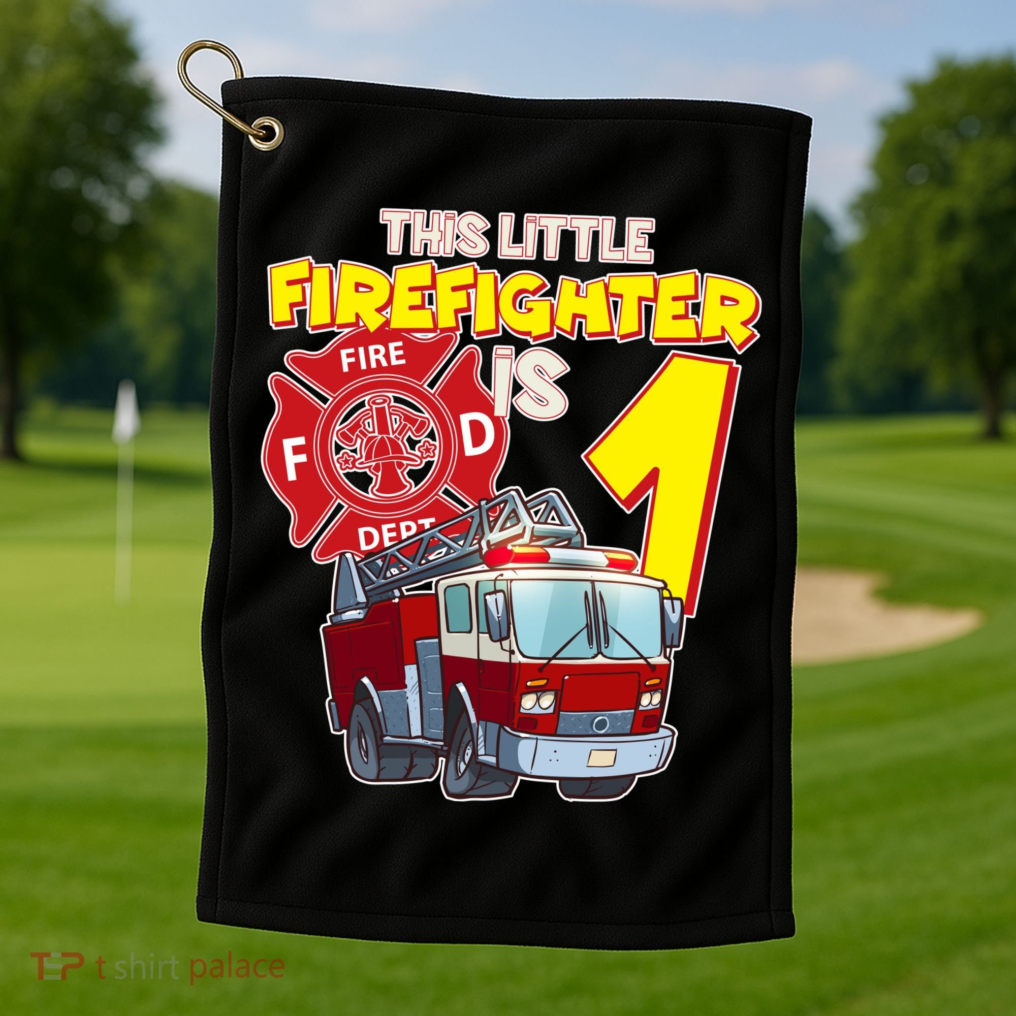 1st Birthday This Little Firefighter Is 1 Golf Towel