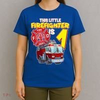 1st Birthday This Little Firefighter Is 1 T-Shirt thumb 4