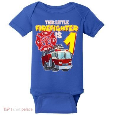 1st Birthday This Little Firefighter Is 1 Baby Bodysuit