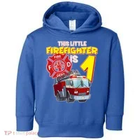1st Birthday This Little Firefighter Is 1 Toddler Hoodie thumb 0