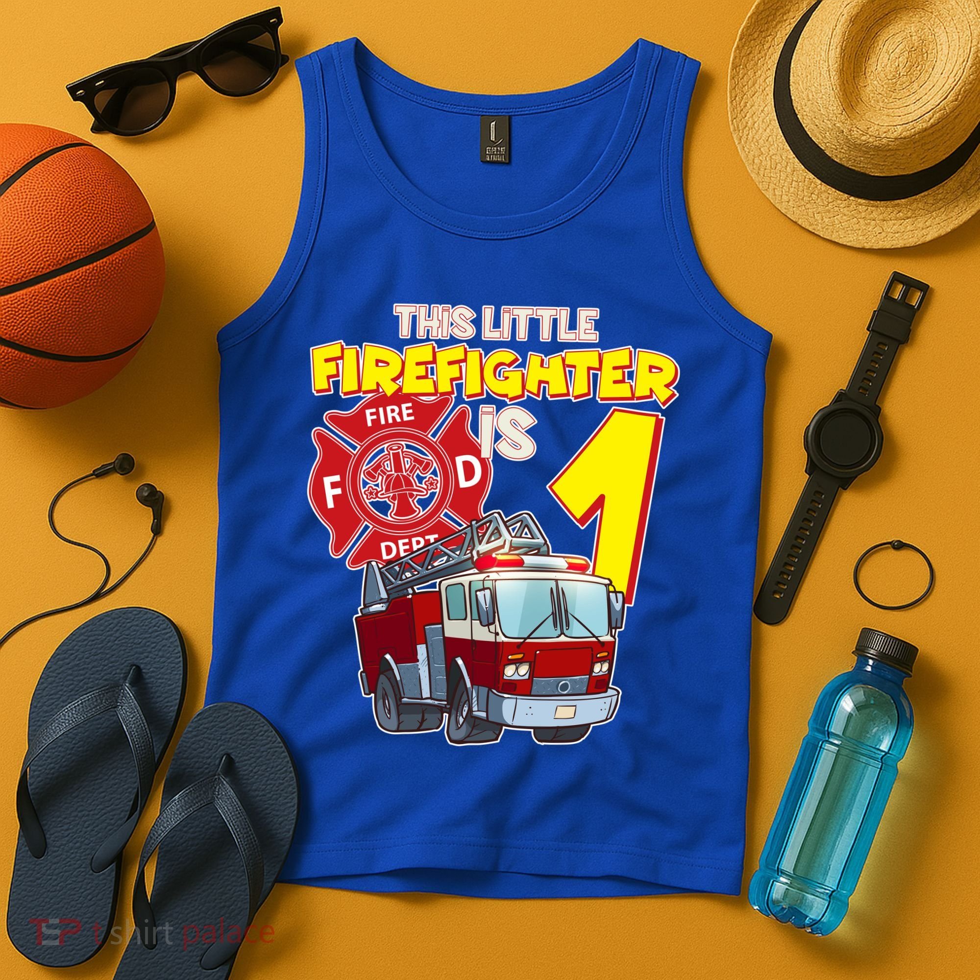 1st Birthday This Little Firefighter Is 1 Tank Top