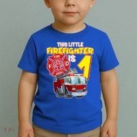 1st Birthday This Little Firefighter Is 1 Toddler T-Shirt thumb 2