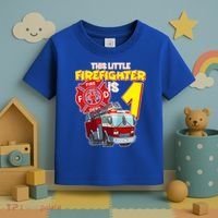 1st Birthday This Little Firefighter Is 1 Toddler T-Shirt thumb 3