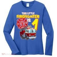 1st Birthday This Little Firefighter Is 1 Women's Long Sleeve Shirt thumb 0
