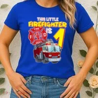 1st Birthday This Little Firefighter Is 1 Women's T-Shirt thumb 2
