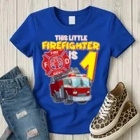 1st Birthday This Little Firefighter Is 1 Women's T-Shirt thumb 3
