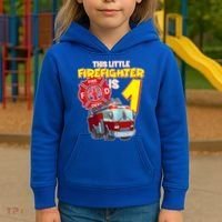 1st Birthday This Little Firefighter Is 1 Kids Hoodie thumb 3