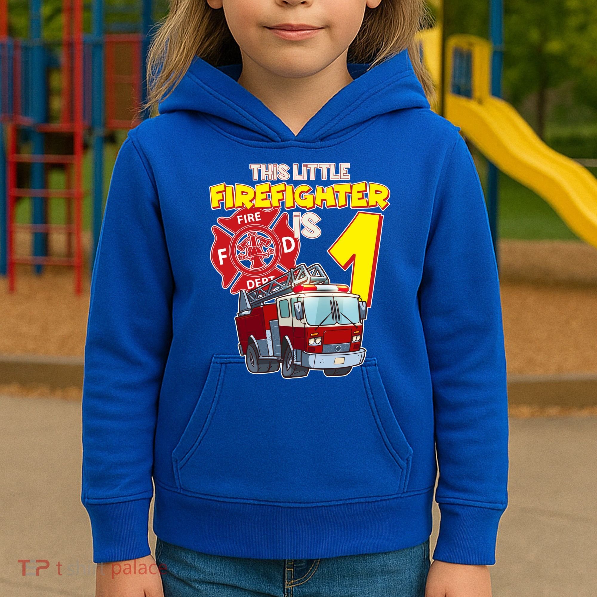 1st Birthday This Little Firefighter Is 1 Kids Hoodie