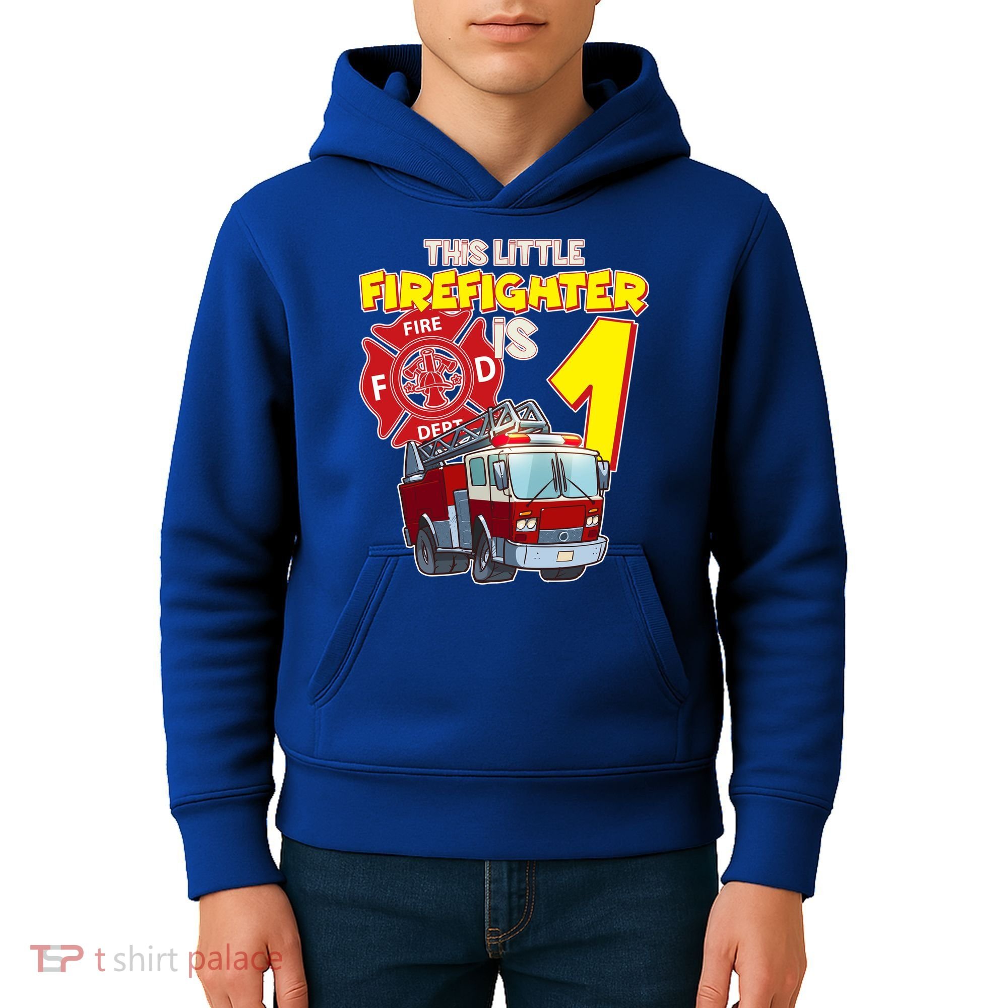 1st Birthday This Little Firefighter Is 1 Kids Hoodie