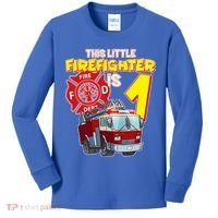 1st Birthday This Little Firefighter Is 1 Kids Long Sleeve Shirt thumb 0