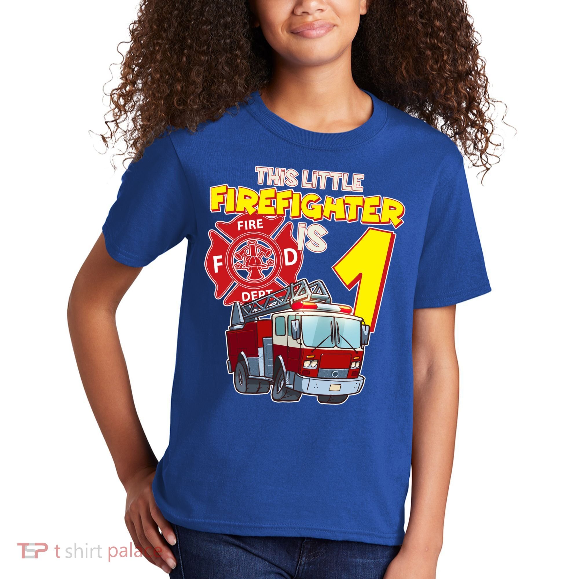 1st Birthday This Little Firefighter Is 1 Kids T-Shirt