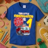 1st Birthday This Little Firefighter Is 1 Kids T-Shirt thumb 3