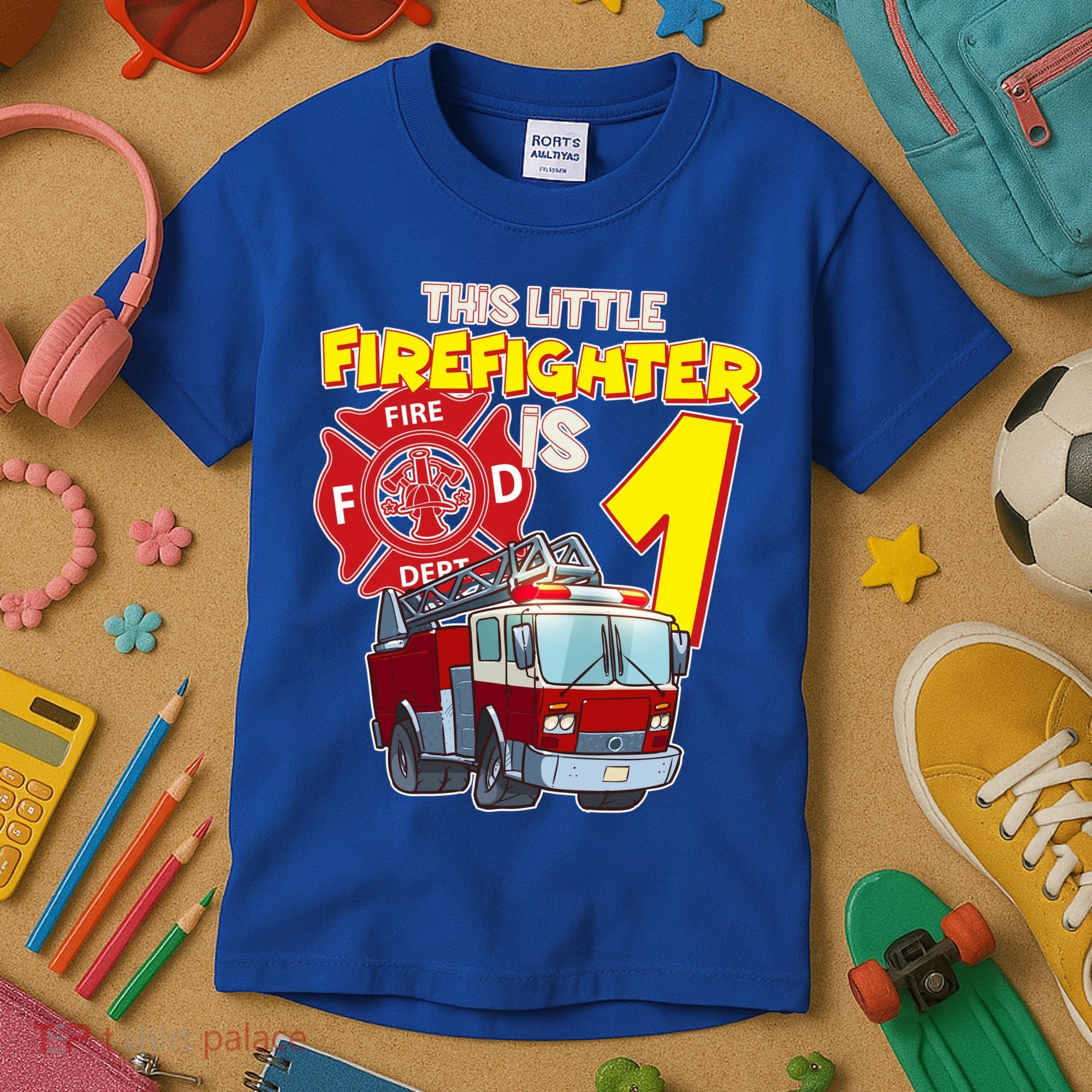 1st Birthday This Little Firefighter Is 1 Kids T-Shirt