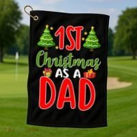 1st Christmas As A Dad Golf Towel thumb 1