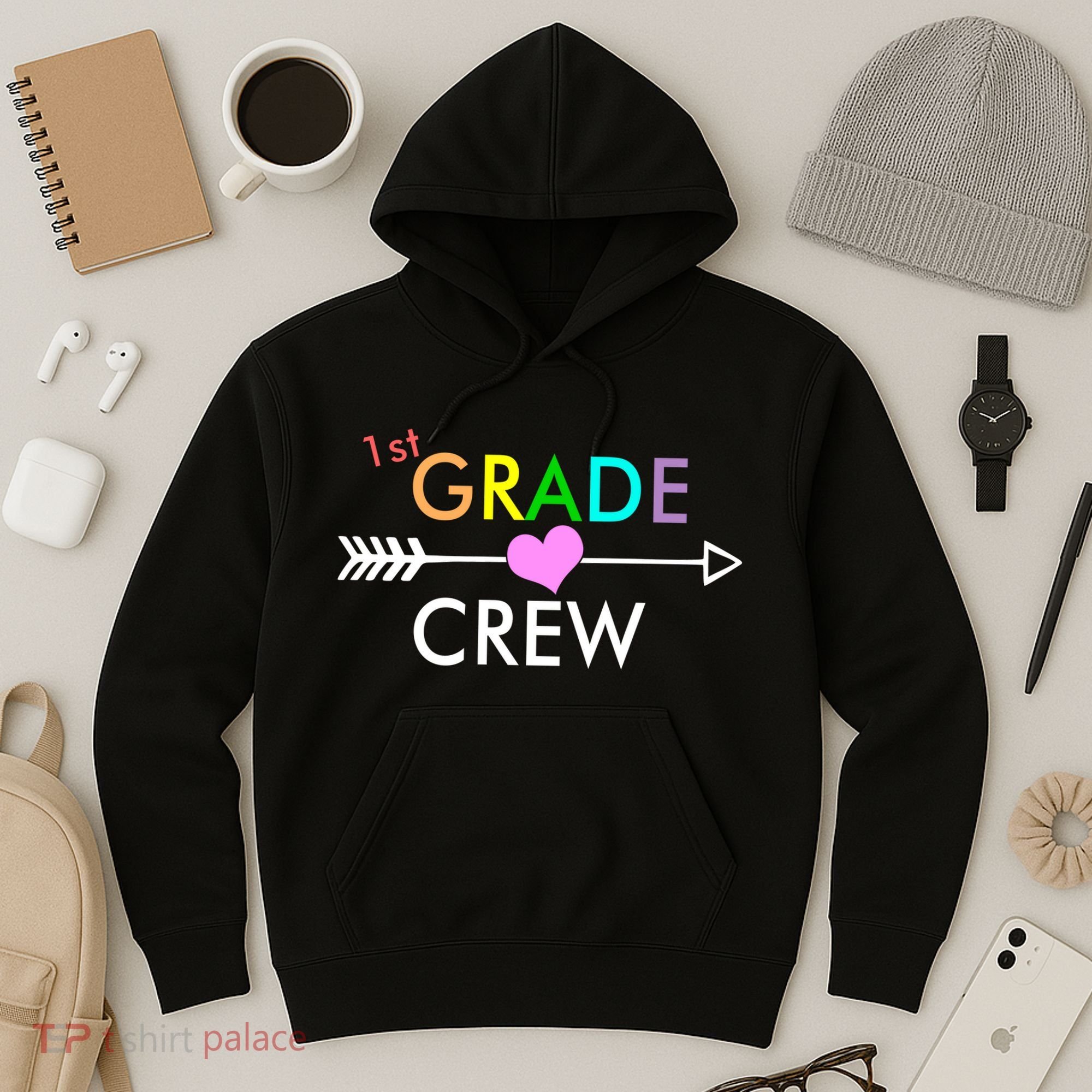 1st Grade Crew Arrow Heart Hoodie