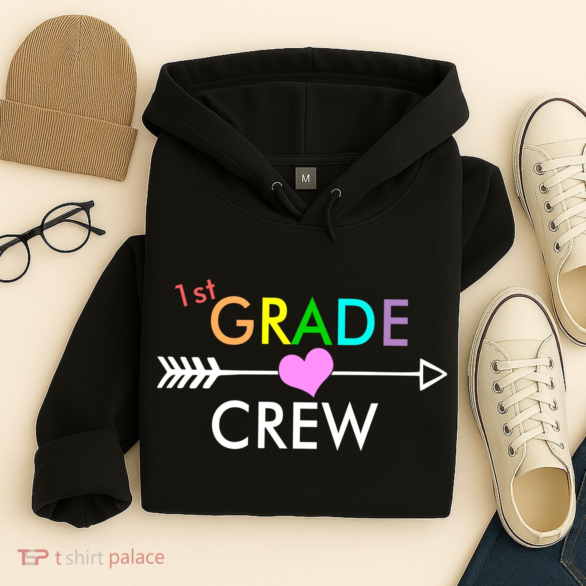 1st Grade Crew Arrow Heart Hoodie