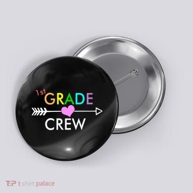 1st Grade Crew Arrow Heart Button