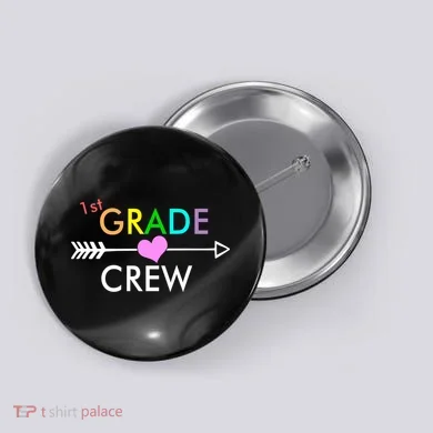 1st Grade Crew Arrow Heart Button