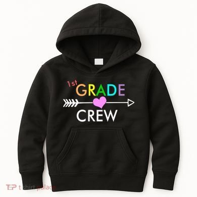 1st Grade Crew Arrow Heart Kids Hoodie
