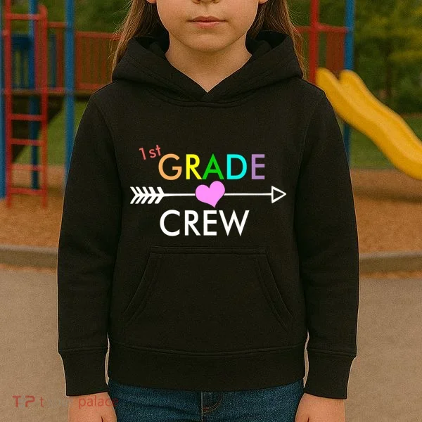 1st Grade Crew Arrow Heart Kids Hoodie