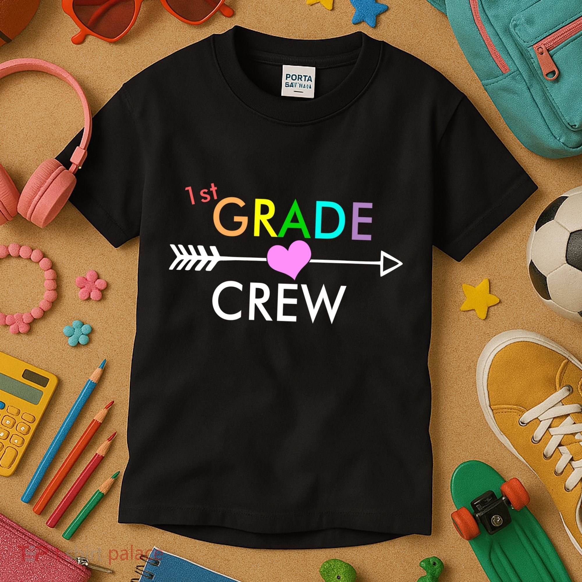 1st Grade Crew Arrow Heart Kids T-Shirt