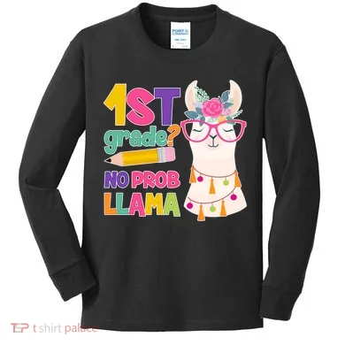 1st Grade? No Prob Llama Kids Long Sleeve Shirt