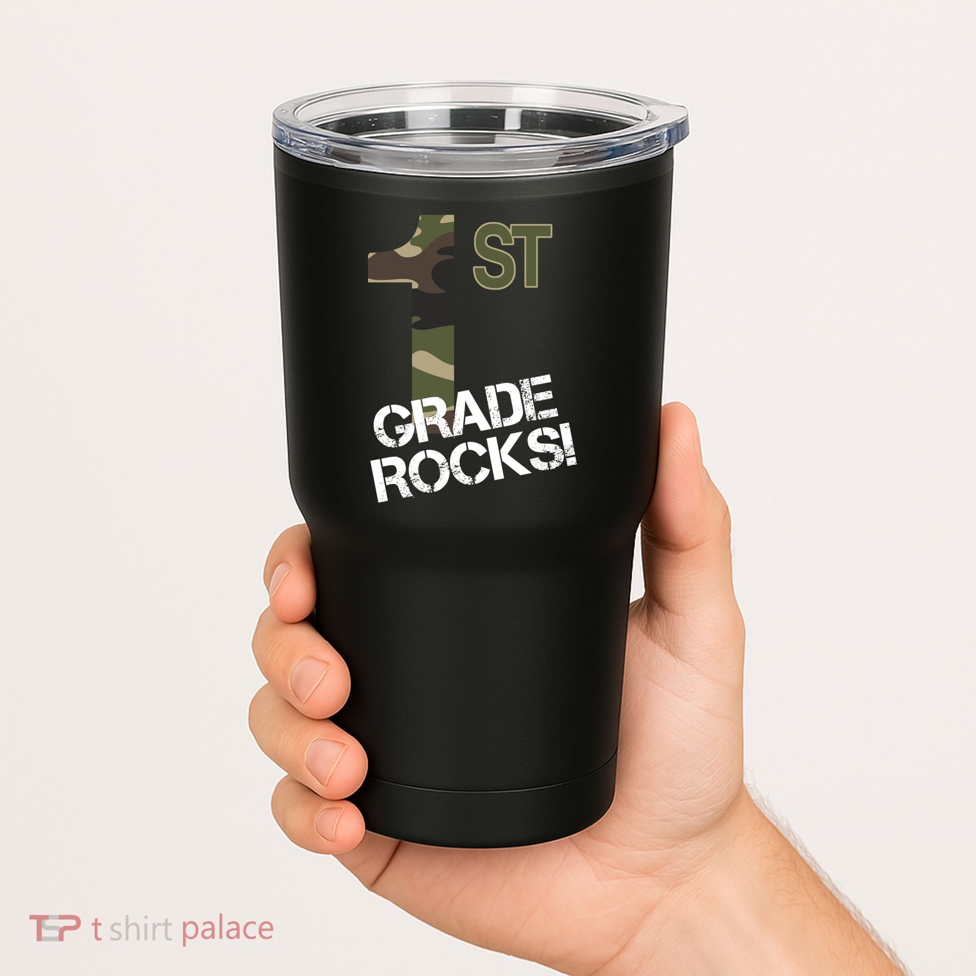 1st Grade Rocks Camo Tumbler