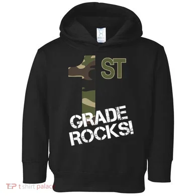 1st Grade Rocks Camo Toddler Hoodie