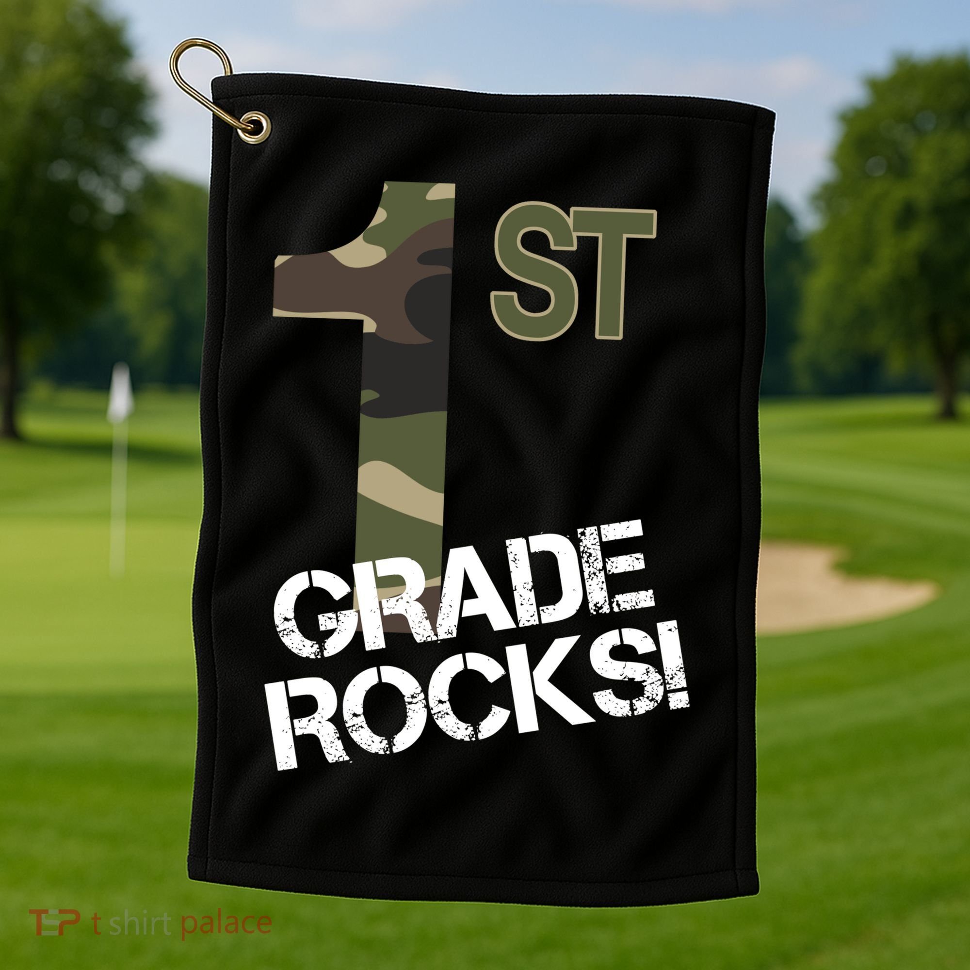 1st Grade Rocks Camo Golf Towel