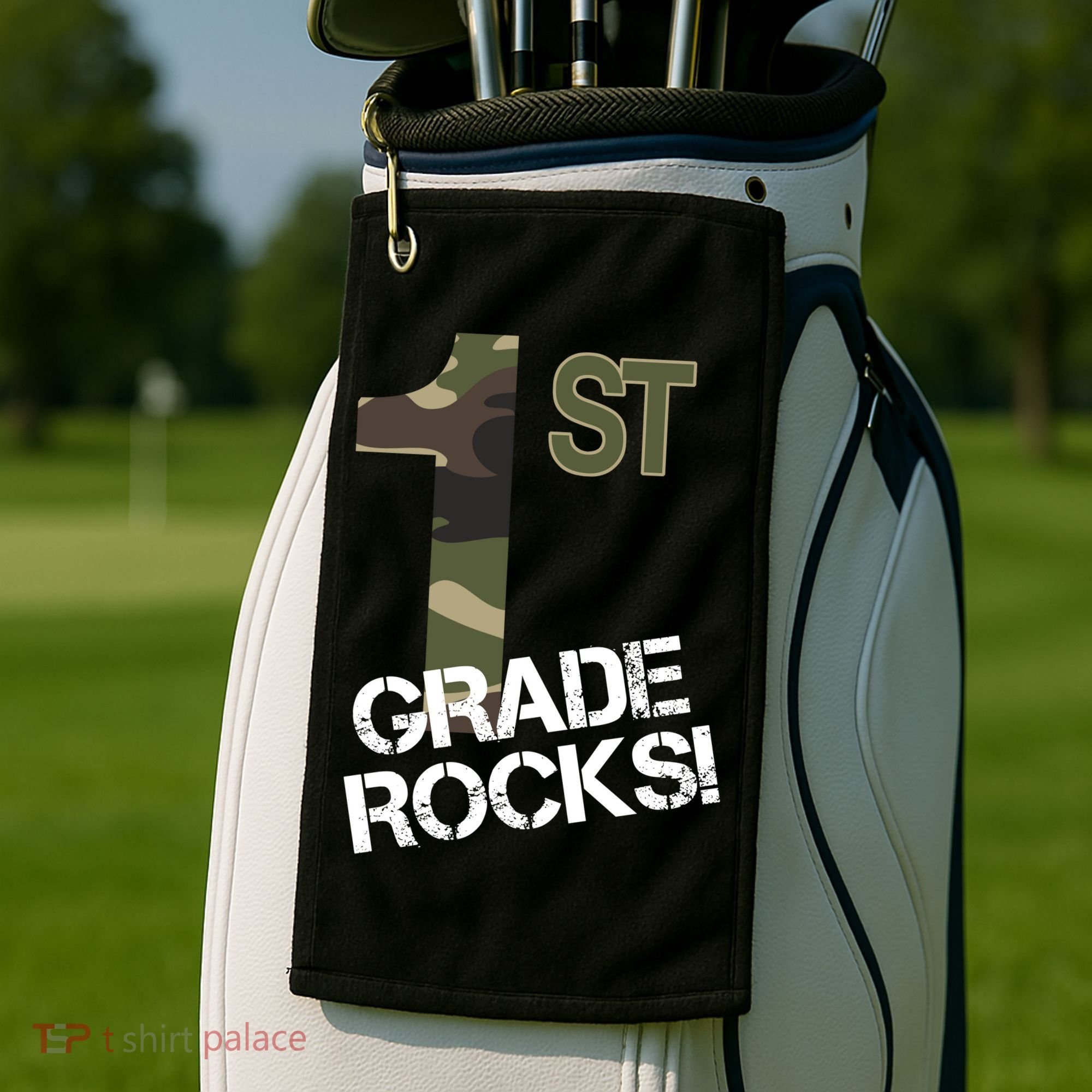1st Grade Rocks Camo Golf Towel