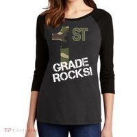 1st Grade Rocks Camo Women's Tri-Blend 3/4-Sleeve Raglan Shirt thumb 2