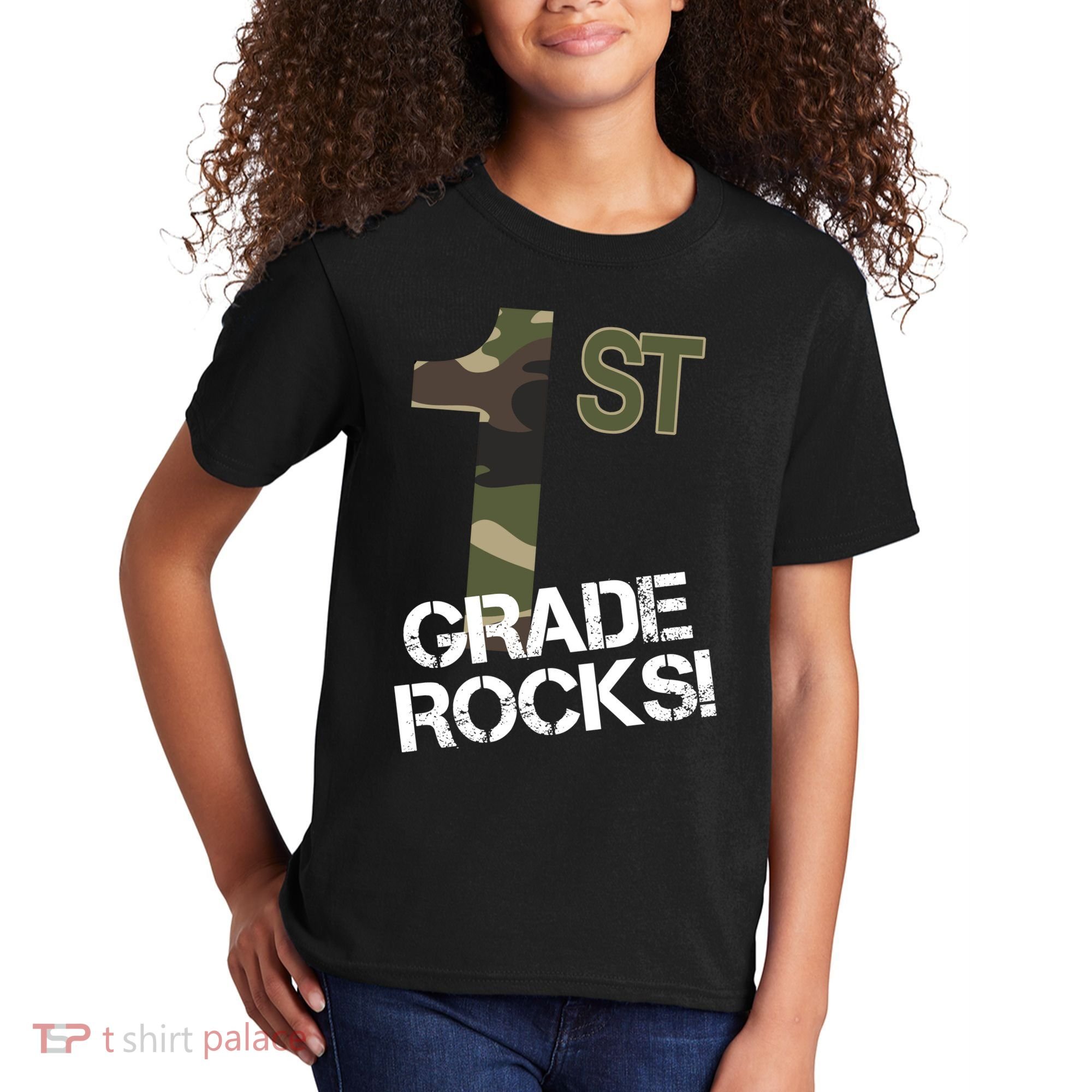 1st Grade Rocks Camo Kids T-Shirt