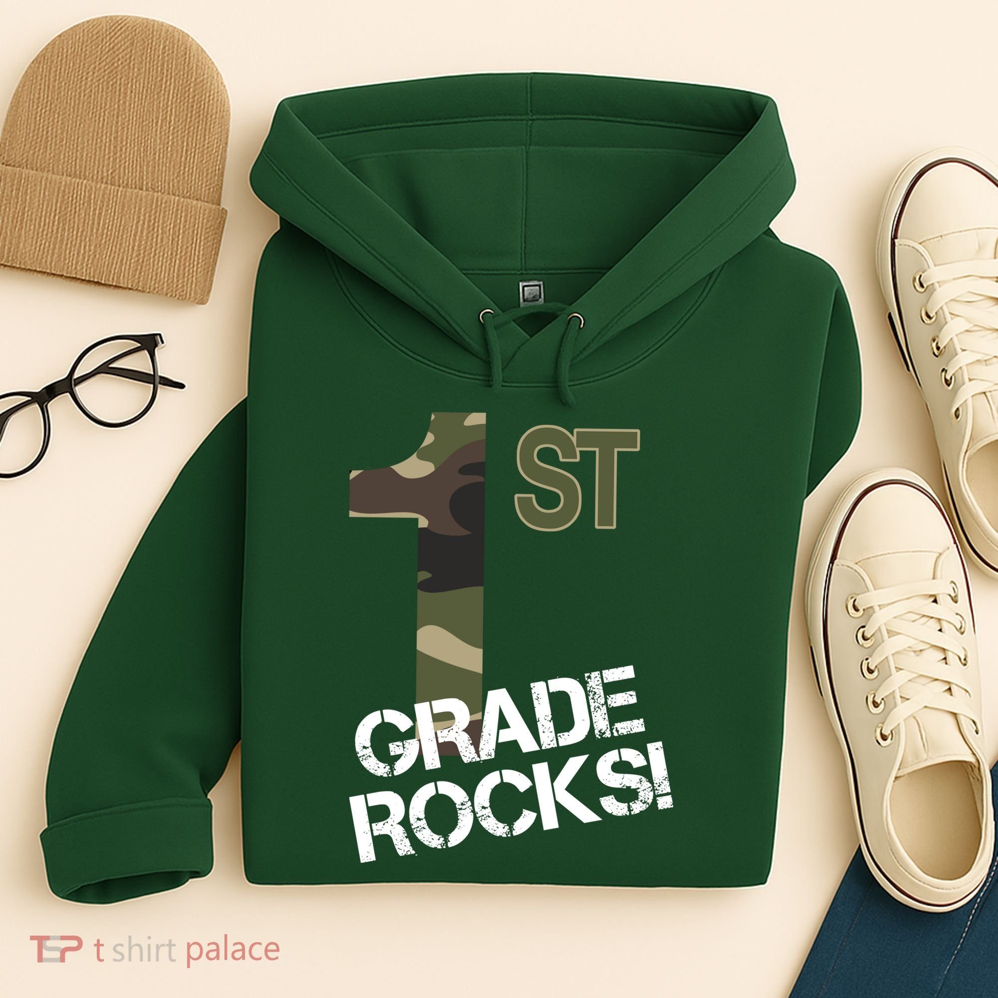 1st Grade Rocks Camo Hoodie