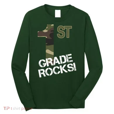 1st Grade Rocks Camo Long Sleeve Shirt