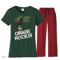 1st Grade Rocks Camo Women's Flannel Pajama Set thumb 0