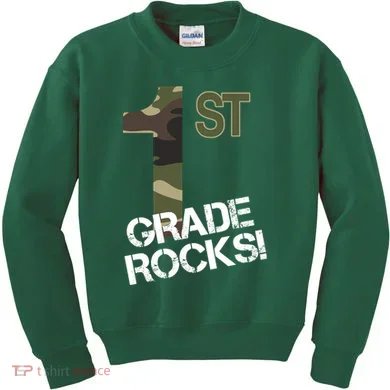1st Grade Rocks Camo Kids Sweatshirt