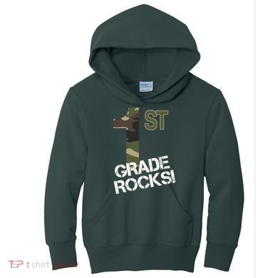 1st Grade Rocks Camo Kids Hoodie