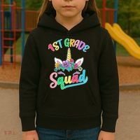 1st Grade Unicorn Squad Kids Hoodie thumb 3