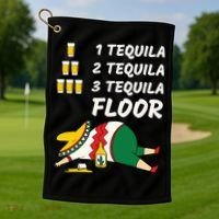 1 Tequila 2 Tequila 3 Tequila Floor Funny Party Drinking Golf Towel thumb 1