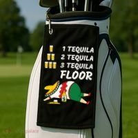 1 Tequila 2 Tequila 3 Tequila Floor Funny Party Drinking Golf Towel thumb 2